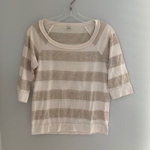 Splendid Cream And Tan Striped Top Size Small